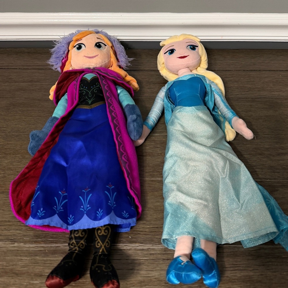 Disney Store Frozen Anna Elsa Plush Doll Set Stuffed Toy Sisters Arendelle